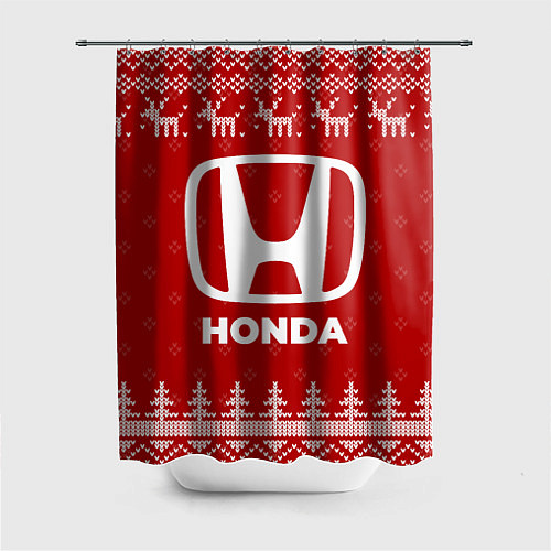 Шторка для ванной Новогодний Honda с оленями / 3D-принт – фото 1