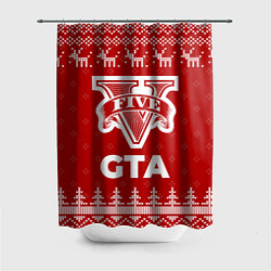 Шторка для ванной Новогодний GTA с оленями