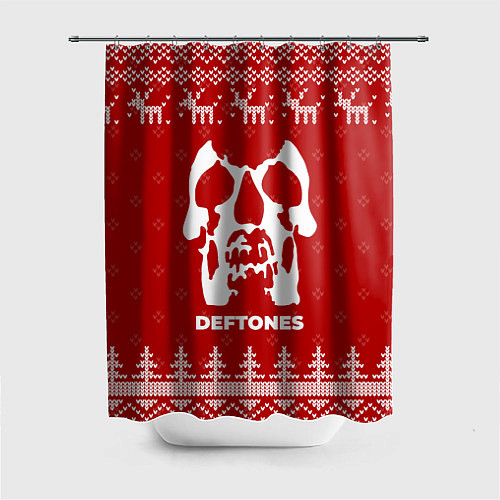 Шторка для ванной Новогодний Deftones с оленями / 3D-принт – фото 1