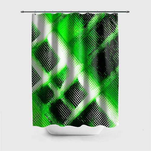 Шторка для ванной Зелёная сеть на чёрном фоне / 3D-принт – фото 1