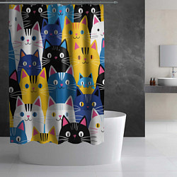 Шторка для душа Много цветных котиков, цвет: 3D-принт — фото 2
