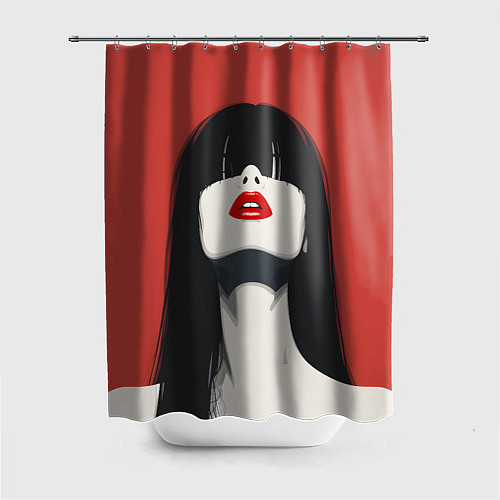 Шторка для ванной Девушка на красном фоне / 3D-принт – фото 1