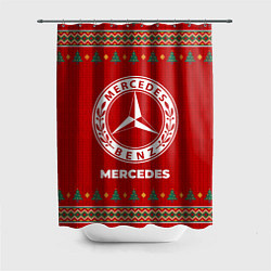 Шторка для душа Mercedes new year, цвет: 3D-принт