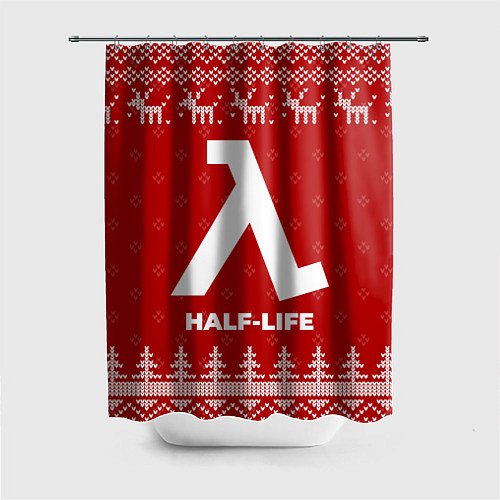 Шторка для ванной Новогодний Half-Life с оленями / 3D-принт – фото 1
