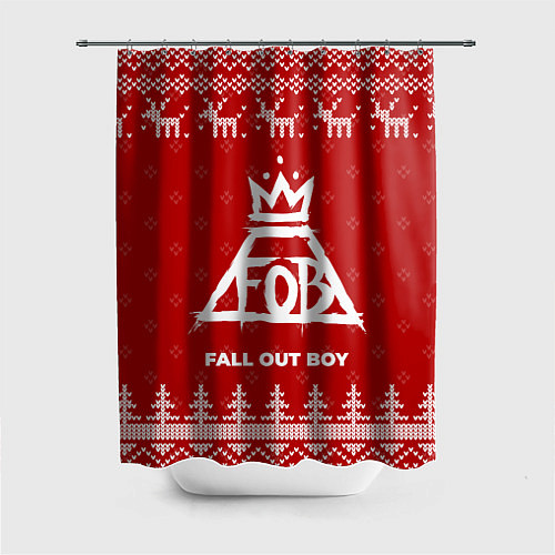 Шторка для ванной Новогодний Fall Out Boy с оленями / 3D-принт – фото 1