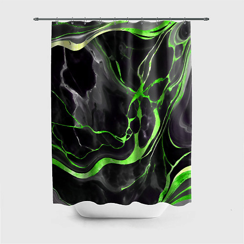 Шторка для ванной Зелёно-чёрный мрамор / 3D-принт – фото 1