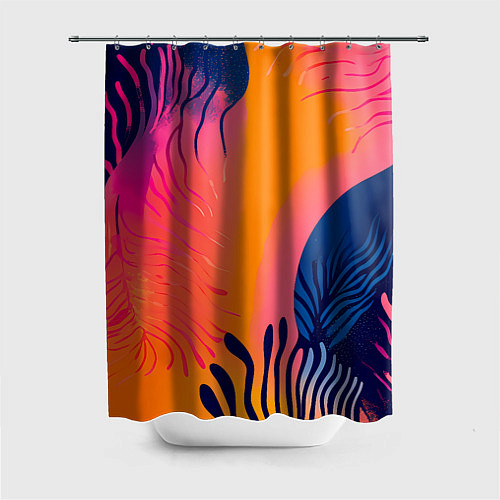 Шторка для ванной Векторная абстракция с растениями - нейросеть / 3D-принт – фото 1