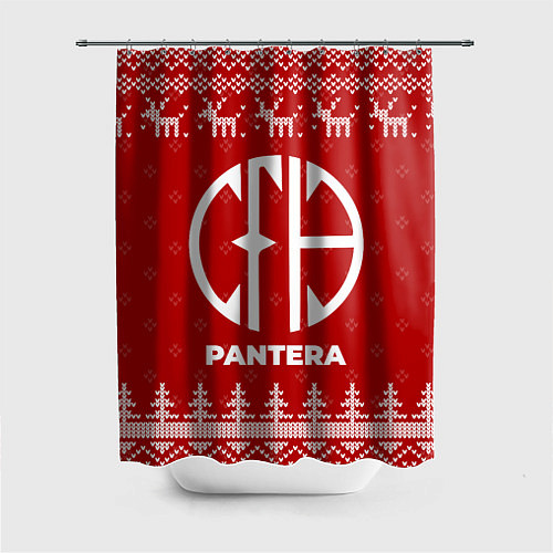 Шторка для ванной Новогодний Pantera с оленями / 3D-принт – фото 1