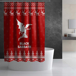 Шторка для душа Новогодний Black Sabbath с оленями, цвет: 3D-принт — фото 2