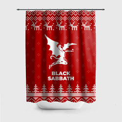 Шторка для ванной Новогодний Black Sabbath с оленями