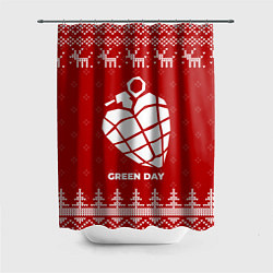 Шторка для ванной Новогодний Green Day с оленями