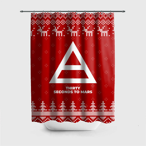 Шторка для ванной Новогодний Thirty Seconds to Mars с оленями / 3D-принт – фото 1