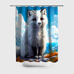 Шторка для ванной Песец в зимних горах