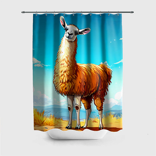 Шторка для ванной Лама в прериях / 3D-принт – фото 1