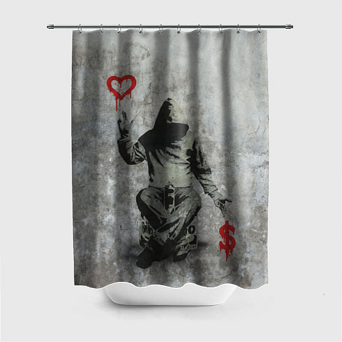 Шторка для ванной Banksy - heart money / 3D-принт – фото 1