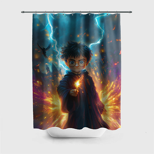 Шторка для ванной Гарри Поттер с волшебной палочкой / 3D-принт – фото 1