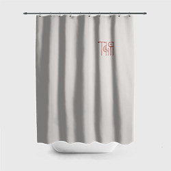 Шторка для ванной Вязью Татьяна - красная надпись