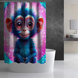 Шторка для душа Неоновая обезьянка, цвет: 3D-принт — фото 2