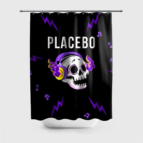 Шторка для ванной Placebo неоновый череп / 3D-принт – фото 1