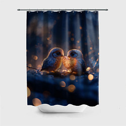 Шторка для ванной Милые влюбленные совушки