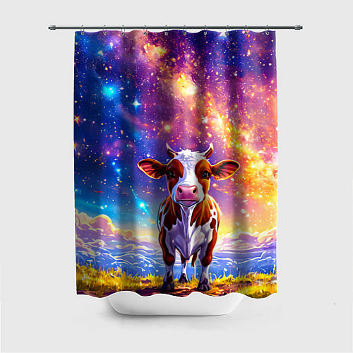 Шторка для ванной Коровка и звездное небо / 3D-принт – фото 1