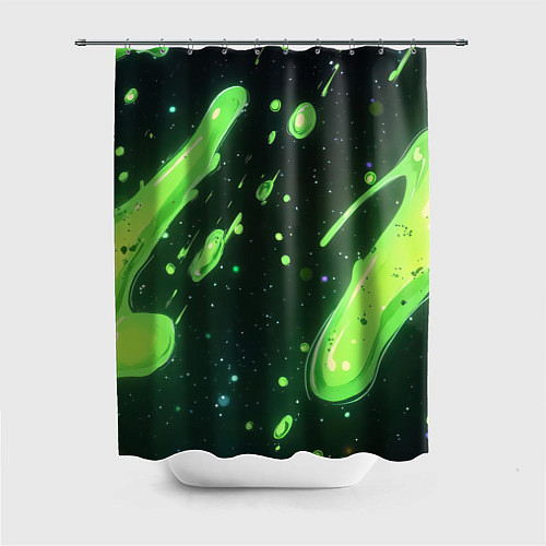 Шторка для ванной Зеленые кислотные брызги / 3D-принт – фото 1