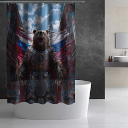 Шторка для душа Военный медведь в доспехах, цвет: 3D-принт — фото 2