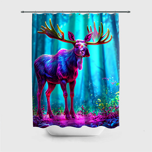 Шторка для ванной Лось в сереневом свете / 3D-принт – фото 1