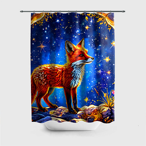 Шторка для ванной Лиса и звездное небо / 3D-принт – фото 1
