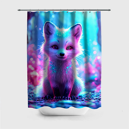 Шторка для ванной Песец в неоновом свете / 3D-принт – фото 1