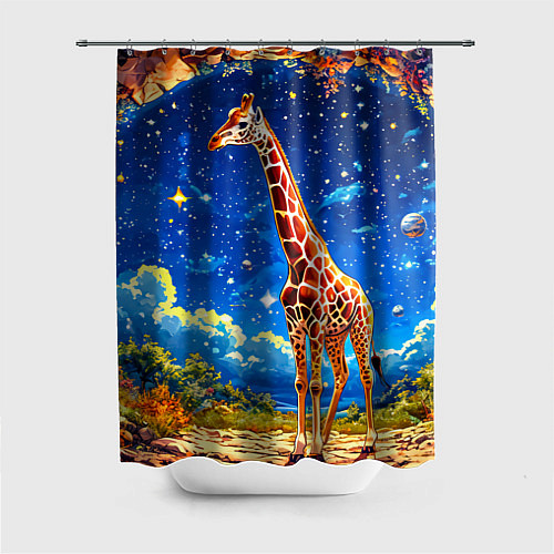 Шторка для ванной Жираф в звездную ночь / 3D-принт – фото 1
