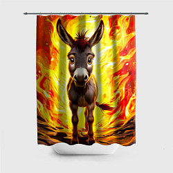 Шторка для ванной Ослик в огне