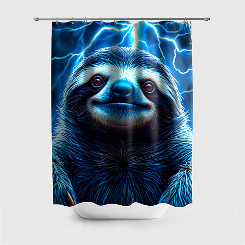 Шторка для ванной Ленивец в разрядах молний / 3D-принт – фото 1
