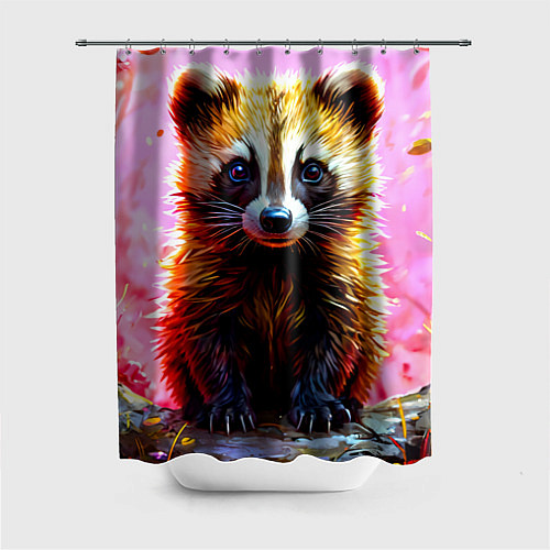 Шторка для ванной Росомаха в розовом лесу / 3D-принт – фото 1