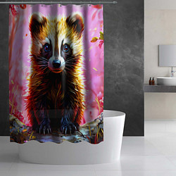 Шторка для душа Росомаха в розовом лесу, цвет: 3D-принт — фото 2