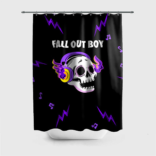 Шторка для ванной Fall Out Boy неоновый череп / 3D-принт – фото 1