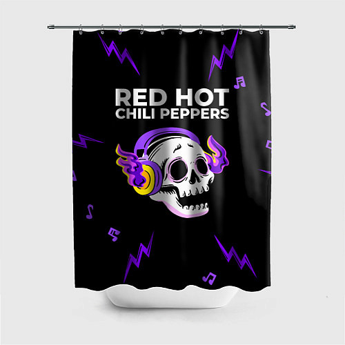 Шторка для ванной Red Hot Chili Peppers неоновый череп / 3D-принт – фото 1