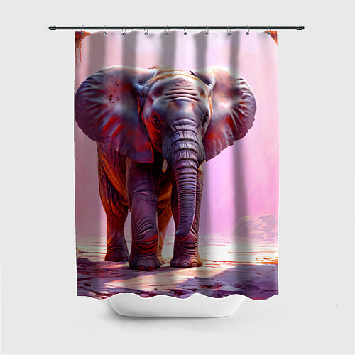 Шторка для ванной Слон в розовом / 3D-принт – фото 1