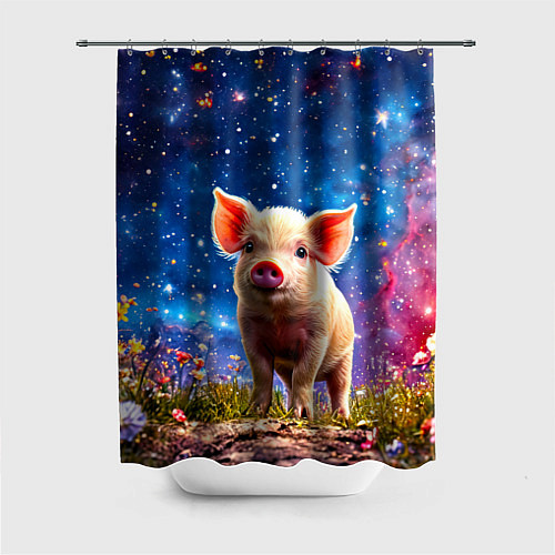 Шторка для ванной Поросенок и звездное небо / 3D-принт – фото 1