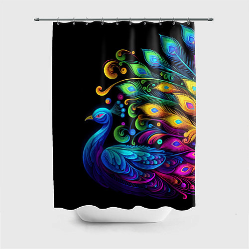 Шторка для ванной Neon peacock - art / 3D-принт – фото 1
