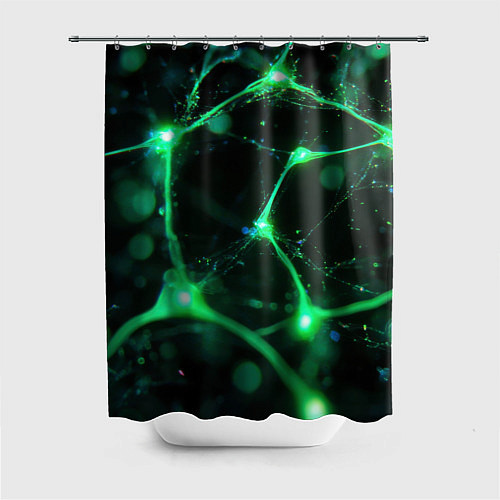 Шторка для ванной Зеленый нейроны / 3D-принт – фото 1