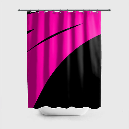 Шторка для ванной Розовый с чёрным двуцветный с полосой / 3D-принт – фото 1