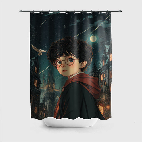 Шторка для ванной Гарри Поттер и ночной город / 3D-принт – фото 1