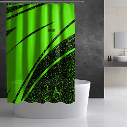 Шторка для душа Sport зелёный с чёрным в крапинку, цвет: 3D-принт — фото 2