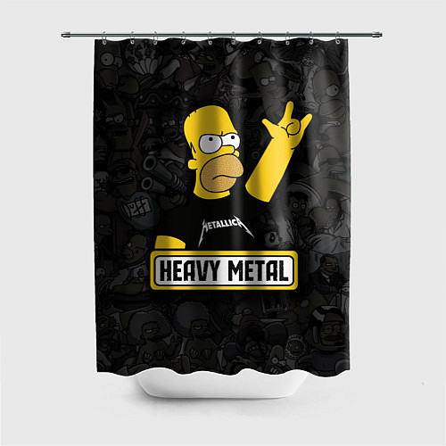 Шторка для ванной Heavy metal Гомер симпсон / 3D-принт – фото 1