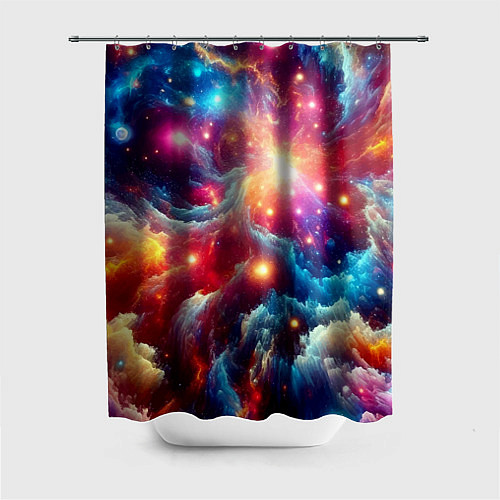 Шторка для ванной Colorfull neon space clouds - ai art fantasy / 3D-принт – фото 1