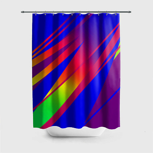 Шторка для ванной Красно-синий с полосами градиент / 3D-принт – фото 1