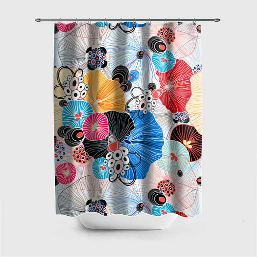 Шторка для ванной Цветы - абстрактные узоры / 3D-принт – фото 1