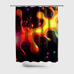 Шторка для ванной Радужные кляксы на черном фоне
