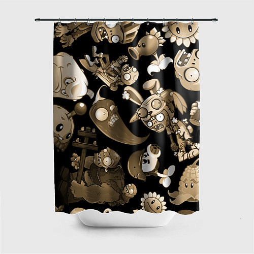 Шторка для ванной Растения против зомби в бежевом цвете / 3D-принт – фото 1